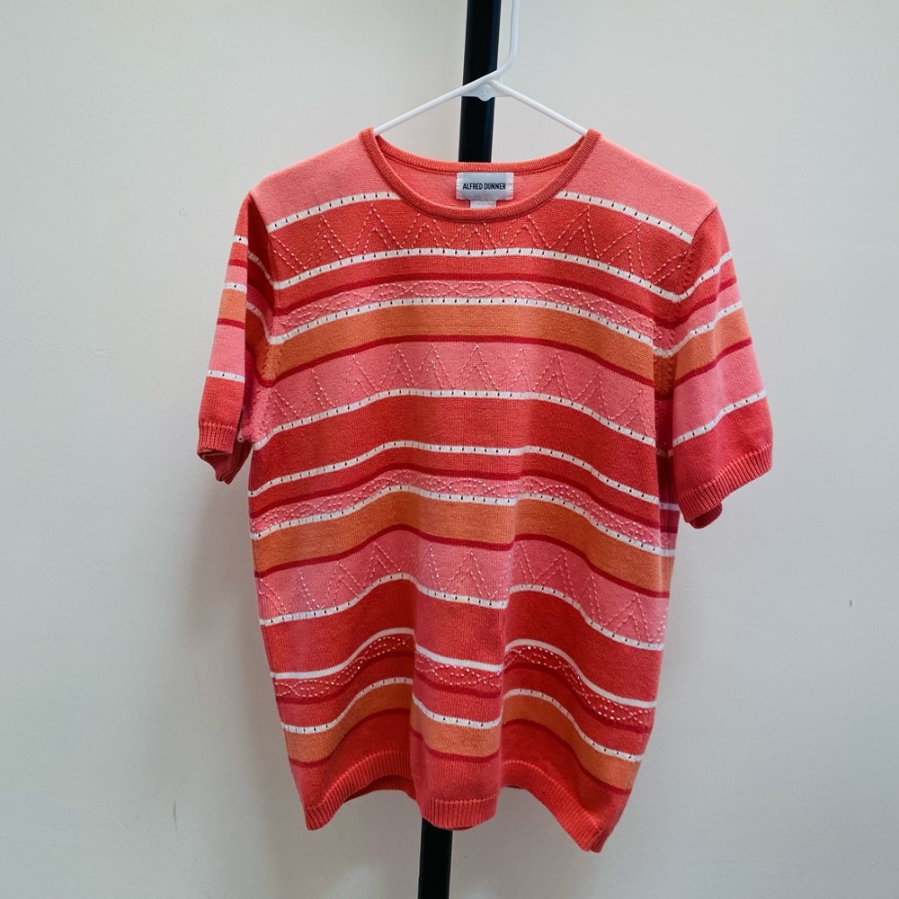 Alfred Dunner Peachy Keen Womens Half Sleeve  pullover Sweater, L